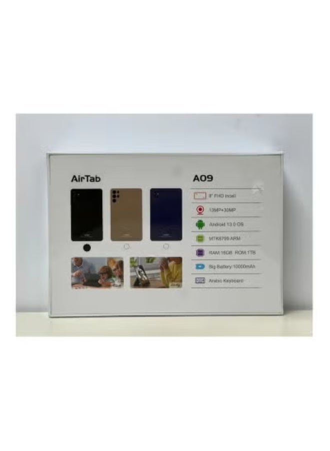 AIR TAB A09 8-Inch Android 13 Tablet – 16GB RAM, 1TB Storage, Dual SIM LTE & Wi-Fi, Quad-Core Processor, Includes Keyboard, Compact High-Performance Tablet for Work, Study & Entertainment – Blue - Image 3